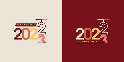 Happy new year with numbers having flying propellers vector