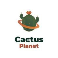 logotipo de ilustración de planeta de cactus natural vector