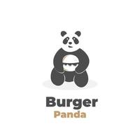 logotipo de ilustración de vector de panda de hamburguesa blanco negro