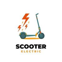 logotipo de ilustración de scooter eléctrico con patrón de energía vector