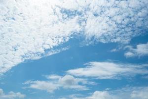 Beautiful blue sky and white clouds abstract background. Cloudscape background. Blue sky and fluffy white clouds on sunny day. Nature weather. Beautiful blue sky for happy day background. Summer sky. photo