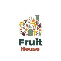 logotipo de ilustración de casa de fruta fresca vector
