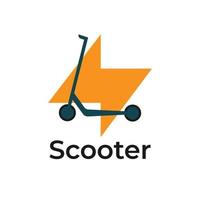 logotipo de ilustración de scooter simple con gran poder de energía vector