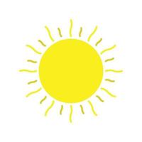 happy summer icon yellow sun with ray sunshine bright light vector illustration