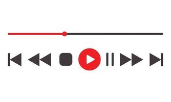 multimedia music player interface media online film play stop pause start rewind forward music button template vector