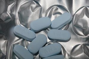 pastillas médicas azules primer plano fondo moderno impresiones de metal tamaño grande impresiones de alta calidad pastillas redondas macro farmacia carteles de pared foto