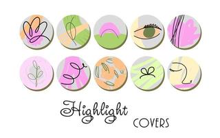 Colorful set beige abstract highlightings. Trendy vector style