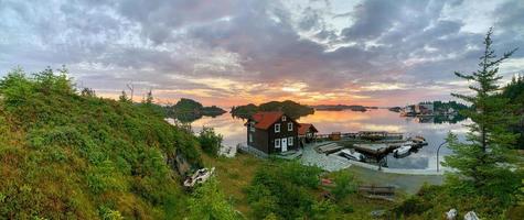 Sunset over Norwegian fisherman village by summer 18 photo