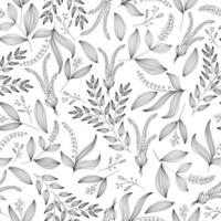 Vector seamless background with plants in the linart style.