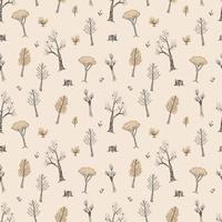 Seamless pattern with forest trees and bushes. vector