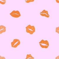 Pink seamless unusual pattern kisses in vintage style on pink background. vector