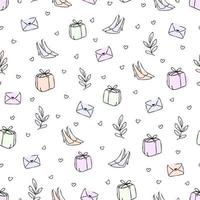 Seamless pattern with pumps and gifts. Vector illustration print.
