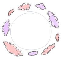 Frame of outline clouds in line-art style. Simple vector illustration.