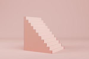 Cream pink color stairs on pastel background for product display photo