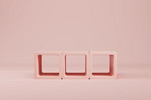 Cream pink color boxes on pastel background for product display photo