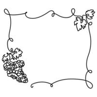 Vintage vector grape frame in style line art, great design for any purposes.