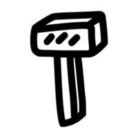 single square hammer hand drawn doodle outline vector template illustration