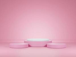 stand de estudio vacío rosa para presentaciones de productos publicitarios de productos, maquetas, exhibiciones de productos cosméticos, pedestales, pedestales o pedestales, representación 3d. foto