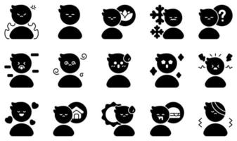 Set of Vector Icons Related to Feeling. Contains such Icons as Angry, Bored, Calm, Crane, Cold, Confused and more.