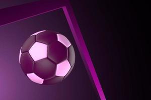 Classic 3D soccer ball crosses the gate in the dark photo