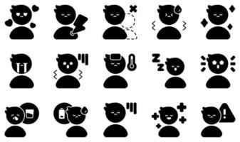 Set of Vector Icons Related to Feeling. Contains such Icons as In Love, In Pain, Lonely, Nervous, Relieved, Sad and more.