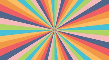 Fondo de explosión abstracta en degradado de arco iris de colores. efecto de deslumbramiento patrón de brillo de sol. ilustración vectorial de un rayo radial. viga estrecha. para telones de fondo, carteles, pancartas y portadas. vector