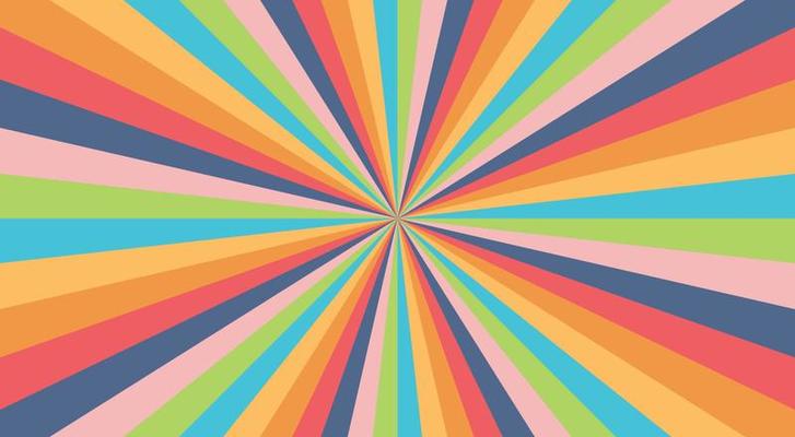 Abstract explosion background in colorful rainbow gradient. Glare effect. Sunshine sparkle pattern. Vector illustration of a radial ray. Narrow beam. For backdrops, posters, banners, and covers.