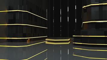 3D rendering Yellow neon tunnel hall in an empty abstract photo