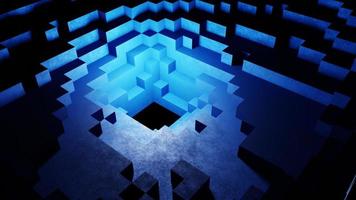 3D rendering blue geometric small cube background design pattern abstract or box shape photo