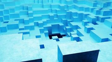 3D rendering blue geometric small cube photo