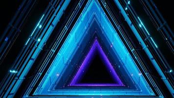 3D rendering, ultraviolet triangular portal, glowing lines, tunnels, photo