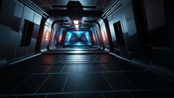 3D rendering Neon tunnel hall in an empty abstract futuristic dark room. photo