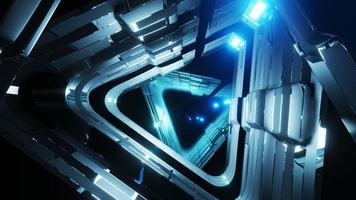 3D rendering empty futuristic neon space station tunnel hall photo