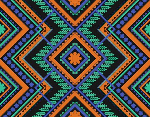 Geometric ethnic seamless pattern traditional. Colorful flower decoration. Design for background, wallpaper, vector illustration, textile, fabric, clothing, batik, carpet, embroidery.