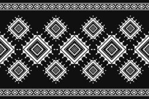 Ethnic black pattern art. Geometric seamless pattern in tribal, folk embroidery, and Mexican style. Design for background, wallpaper, vector illustration, textile, fabric, clothing, carpet.