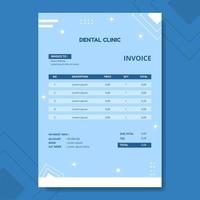 plantilla de factura de clínica dental ilustración plana de dibujos animados dibujados a mano vector