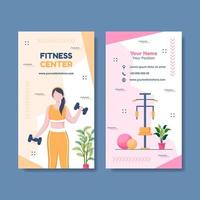 Fitness Training Card Vertical Template Hand Drawn Cartoon Flat Illustration vector