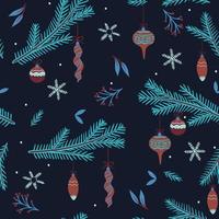 Seamless Christmas pattern with fir branches. Vector graphics.