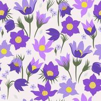 Seamless pattern with snowdrop flowers. Vector graphics.