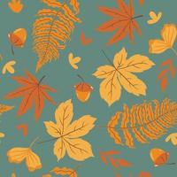 Autumn seamless pattern with leaves. Vector graphics.
