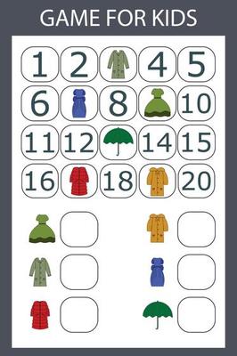 Math educational game for kids. Fill in the line, write the missing numbers