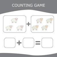 Counting Game for Preschool Children. Worksheet for preschool kids, kids activity sheet, printable worksheet vector