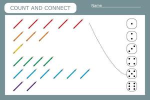 Counting Game for Preschool Children.  Count how many  school supplies, pencils vector