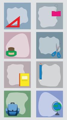 School objects,office supplies,tools,accessories set on  colorful background.