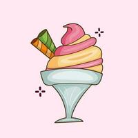 Vector graphic illustration of delicious ice cream in cup