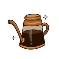 Coffee drink vector graphics illustration in teapot isolated on white background