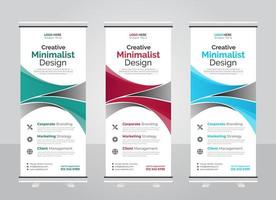 Professional Modern corporate colorful roll up standee banner design template vector