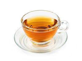 Transparent cup of tea isolated on white background ,include clipping path photo