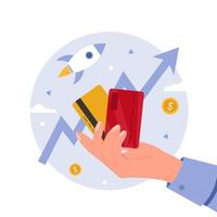 concepto de experto financiero con tarjetas de crédito vector