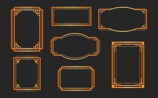 Golden art deco frames set vector